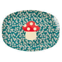 Christmas Mushroom Print Rectangular Melamine Plate By Rice DK